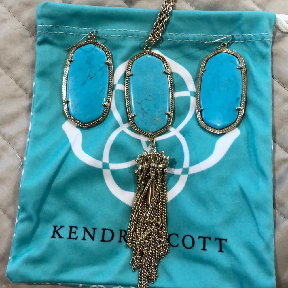 Kendra Scott necklace and earrings.